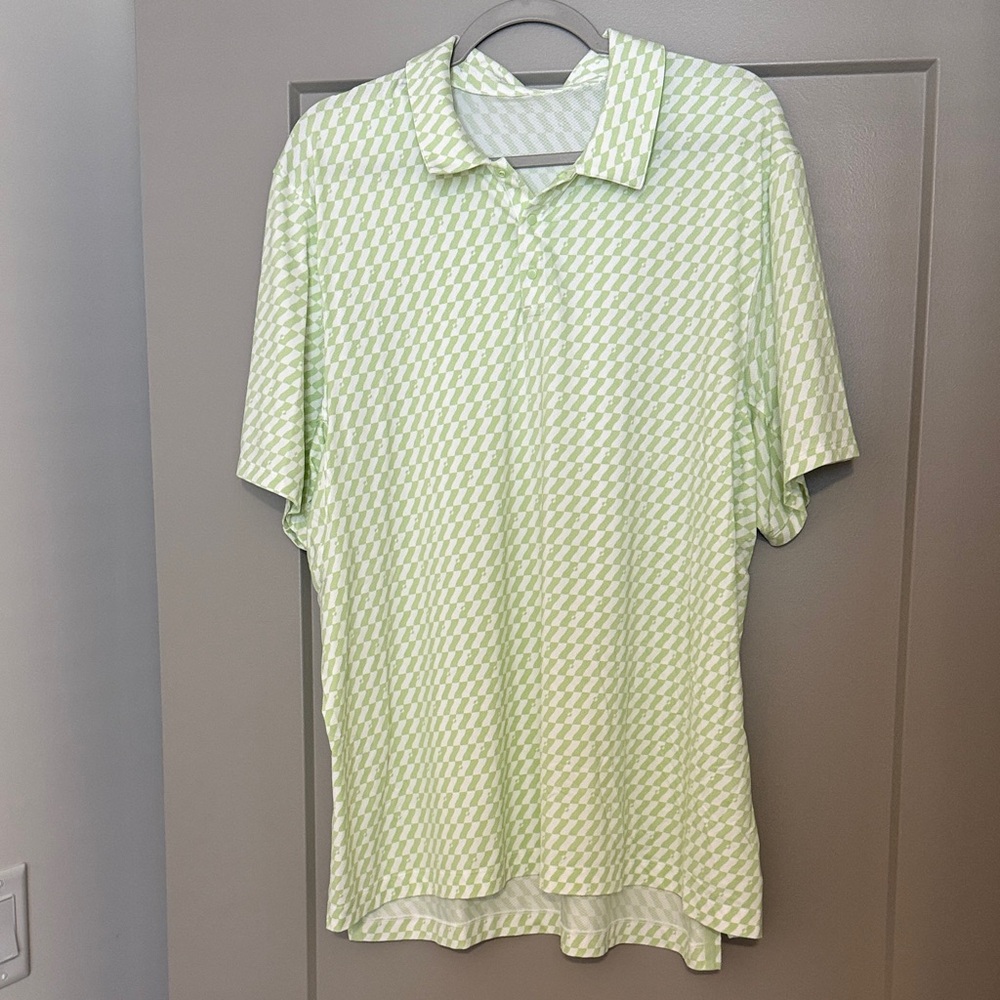 Lululemon Athletica Light Green Patterned Polo Shirt